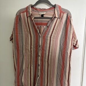 Universal Thread Tan and Pink Button Down Shirt